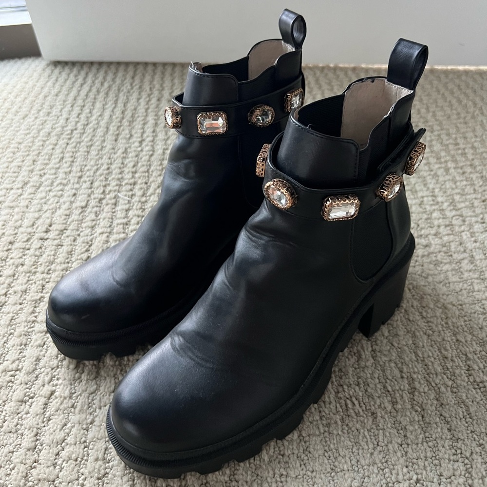 Steve madden rhinestone combat boots